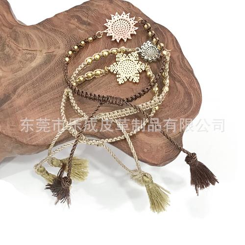 精致带钻星月配饰手工编织手链金银线红绳diy编织手绳可定制工厂